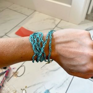 Turquoise and silver wrap bracelet